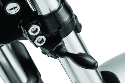 Kuryakyn Pipe Wrench Fork Mounts for 39mm to 49mm fork tubes with M8-1.25 threaded stud compatibility, shown mounted on motorcycle forks.