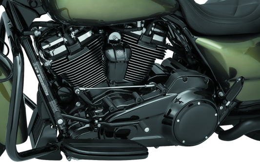Kuryakyn Precision Inner Primary Cover for Harley Davidson 2017-2018 in black, metal motorcycle engine part with Kuryakyn branding