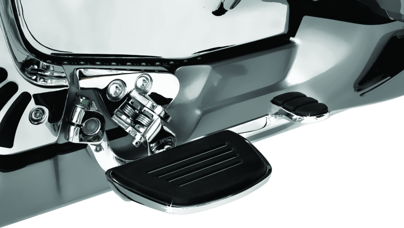 Kuryakyn Premium Mini Boards with Comfort Drop Mounts for Honda GL1800 in chrome, showing textured foot platforms and mounting hardware.