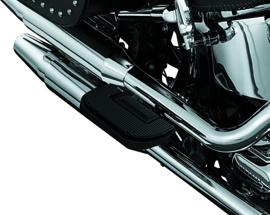 Kuryakyn Premium Ribbed Floorboards for powersports in wrinkle black, showing textured surface and mounting points.