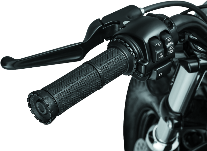 Kuryakyn Riot Grips Dual Cable Satin Black for 1-inch handlebars, featuring ergonomic design and textured surface for motorcycle control.
