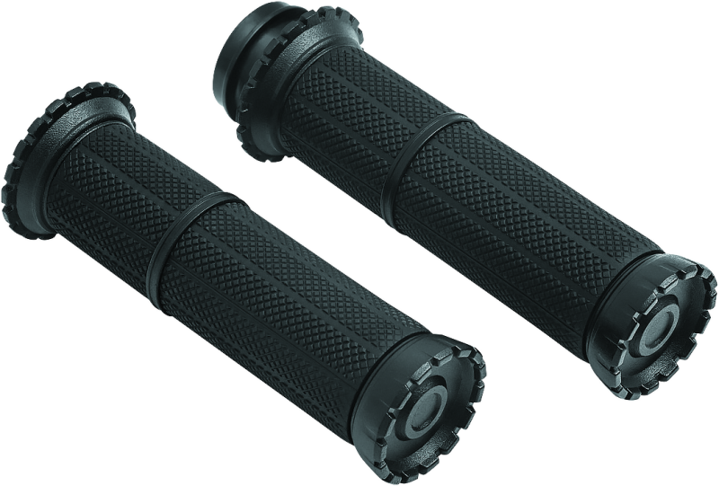 Kuryakyn Riot Grips Throttle-By-Wire with Satin Black Finish for 1-Inch Bars on a motorcycle handlebar