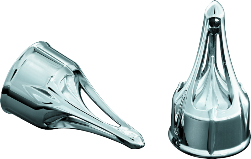 Chrome Kuryakyn Roman Axle Caps for Harley-Davidson 2007-2008 models, shiny and decorative axle end caps.