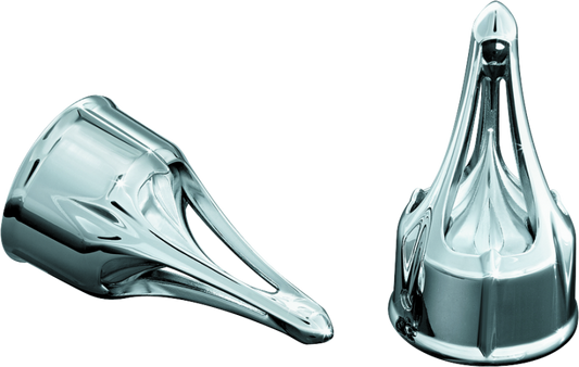 Chrome Kuryakyn Roman Axle Caps for Harley-Davidson 2007-2008 models, shiny and decorative axle end caps.