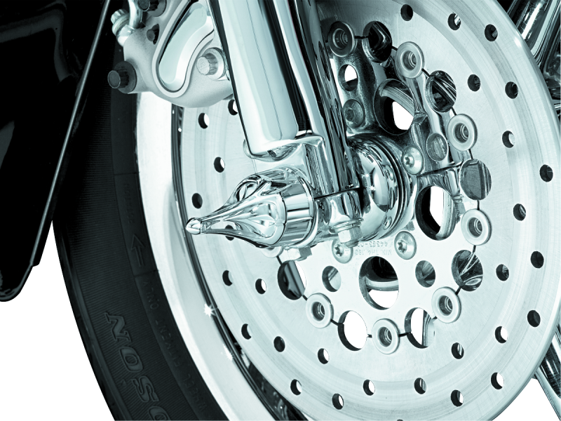 Chrome Kuryakyn Roman Axle Caps for Harley-Davidson 2007-2008 models, with sleek finish and detailed design.