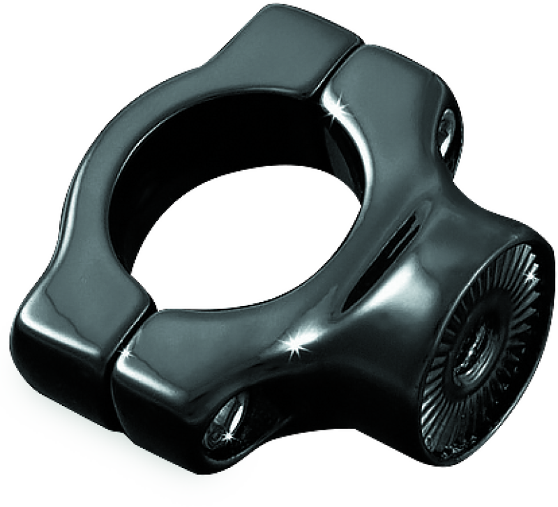Kuryakyn side mount license plate holder clamp in gloss black for Harley-Davidson Softail models 1986-2023.