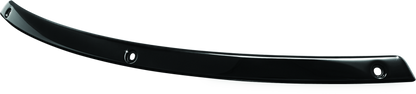 Kuryakyn Smooth Windshield Trim for Harley Davidson Touring Models 96-13 in gloss black, shown installed on motorcycle windshield