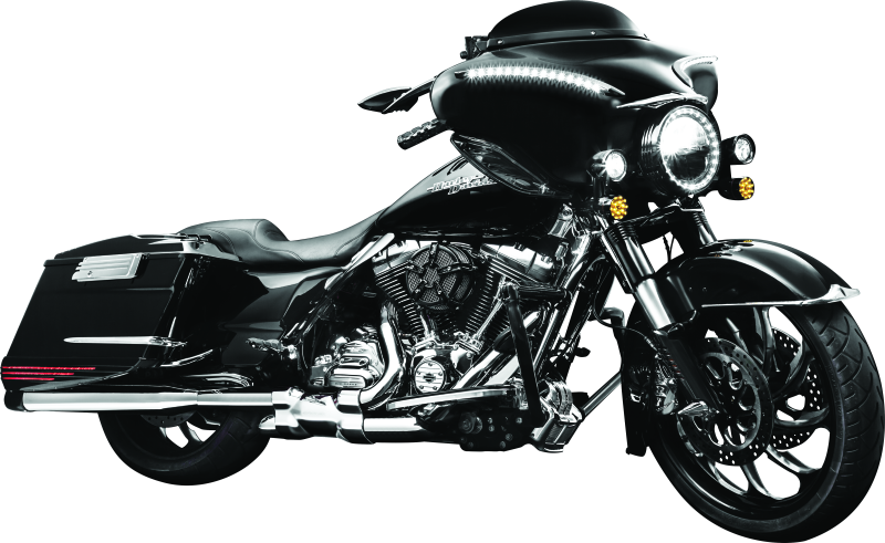Kuryakyn Smooth Windshield Trim for Harley Davidson Touring Models 96-13 in glossy black, showcasing sleek motorcycle accessory design.