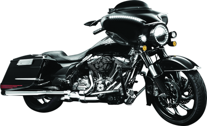 Kuryakyn Smooth Windshield Trim for Harley Davidson Touring Models 96-13 in glossy black, showcasing sleek motorcycle accessory design.
