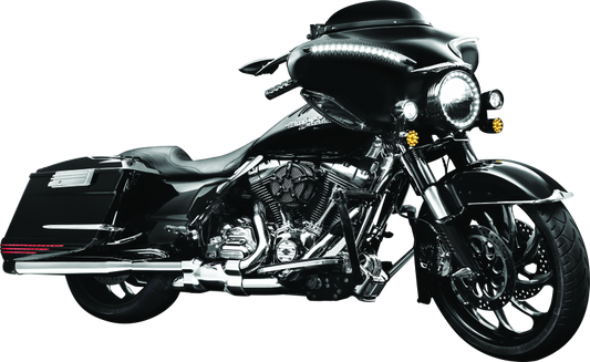 Kuryakyn Smooth Windshield Trim for Harley Davidson Touring Models 96-13 in glossy black, showcasing sleek motorcycle accessory design.