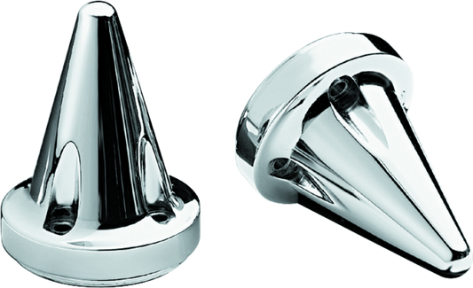 Chrome Kuryakyn Stiletto End Caps for motorcycle handlebars, part #6249, featuring sleek, shiny chrome finish.
