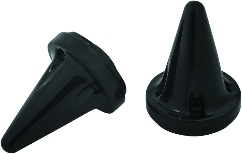 Pair of black Kuryakyn Stiletto end caps for ISO and ISO-Flame grips, designed for motorcycle handlebar grips.