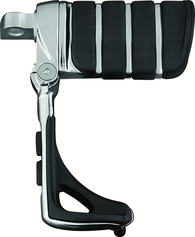 Chrome Kuryakyn Switchblade Pegs with Male Mount Adapter for Harley and metric motorcycles, featuring sleek metal design