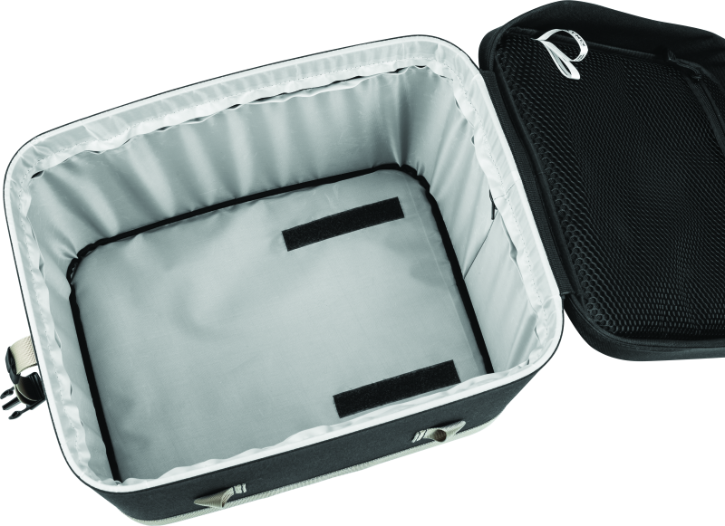 Kuryakyn SXS Seat Console with Cooler in black for powersports vehicles, featuring storage and cooling compartments.