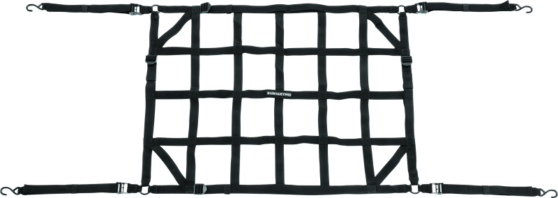 Kuryakyn Takrak Cargo Net for SXS securing motorcycle and powersports cargo with durable straps on a vehicle.