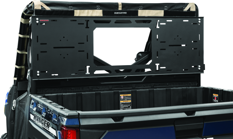 Kuryakyn Takrak Headache Rack mounted on Polaris Ranger 1000 (2020-2021) showcasing durable black steel construction.