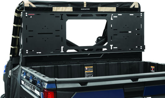 Kuryakyn Takrak Headache Rack mounted on Polaris Ranger 1000 (2020-2021) showcasing durable black steel construction.