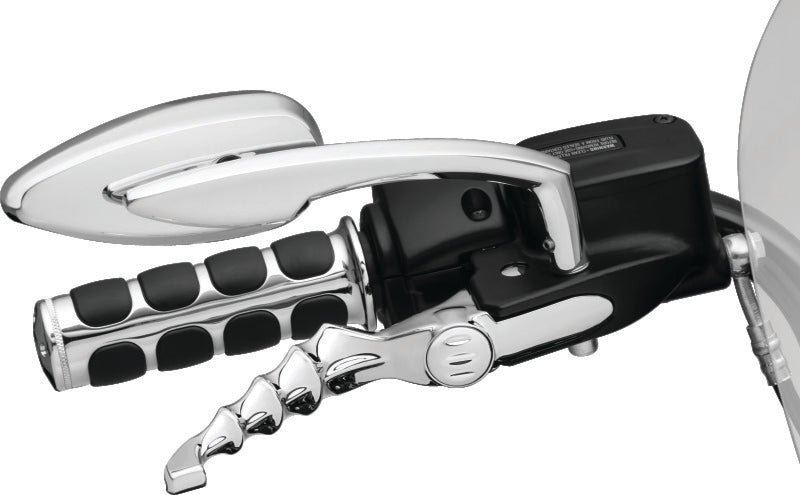 Kuryakyn Teardrop Chrome Motorcycle Mirrors with 5-inch wide convex glass for improved rear visibility.
