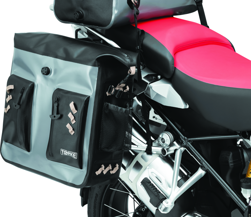 Kuryakyn Torke 24L Solo Dry Pannier waterproof motorcycle storage bag with external pockets and removable support structure.