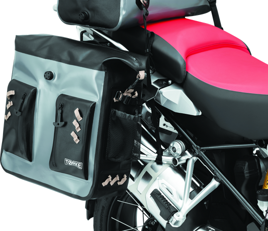Kuryakyn Torke 24L Solo Dry Pannier waterproof motorcycle storage bag with external pockets and removable support structure.
