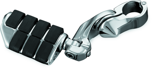 Kuryakyn Tour-Tech Cruise 4-inch mount arm with dually ISO pegs and chrome finish on motorcycle handlebar.