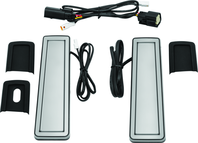 Kuryakyn Tracer Filler Panel Lights with Smoke Lens installed on Harley-Davidson saddlebags for enhanced style and visibility