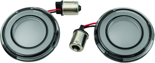Kuryakyn Tracer LED Rear Turn Signal Conversion Kit for Harley Davidson motorcycles, Part #2907, installed on bike.