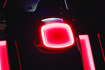 Kuryakyn Tracer LED taillight with red lens and license plate light for Harley Davidson motorcycles
