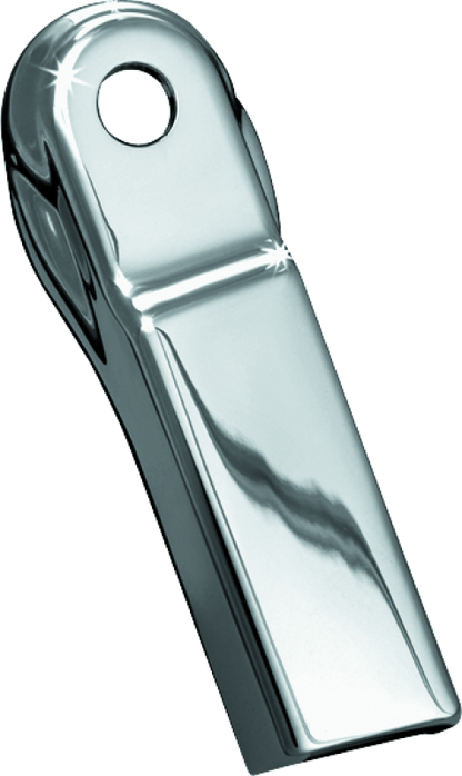 Kuryakyn chrome transmission shift arm cover for Harley Davidson touring models, mounted on motorcycle transmission.