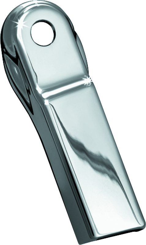 Kuryakyn chrome transmission shift arm cover for Harley Davidson touring models, mounted on motorcycle transmission.