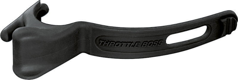 Kuryakyn Universal Standard Throttle Boss XL in black for powersports vehicles, shown attached to motorcycle throttle grip.