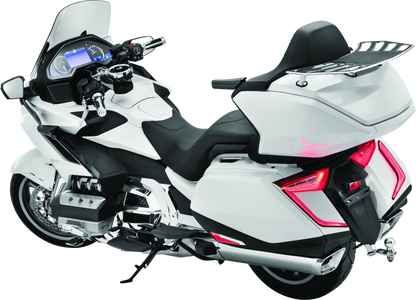 Kuryakyn Upper Air Deflectors for Honda GL1800 Gold Wing motorcycle, mounted on handlebars, in black finish.