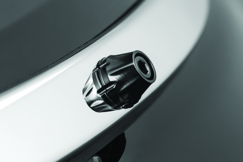 Kuryakyn windshield screws for Harley Davidson FLTR Road Glide, black finish, shown installed on the motorcycle windshield.