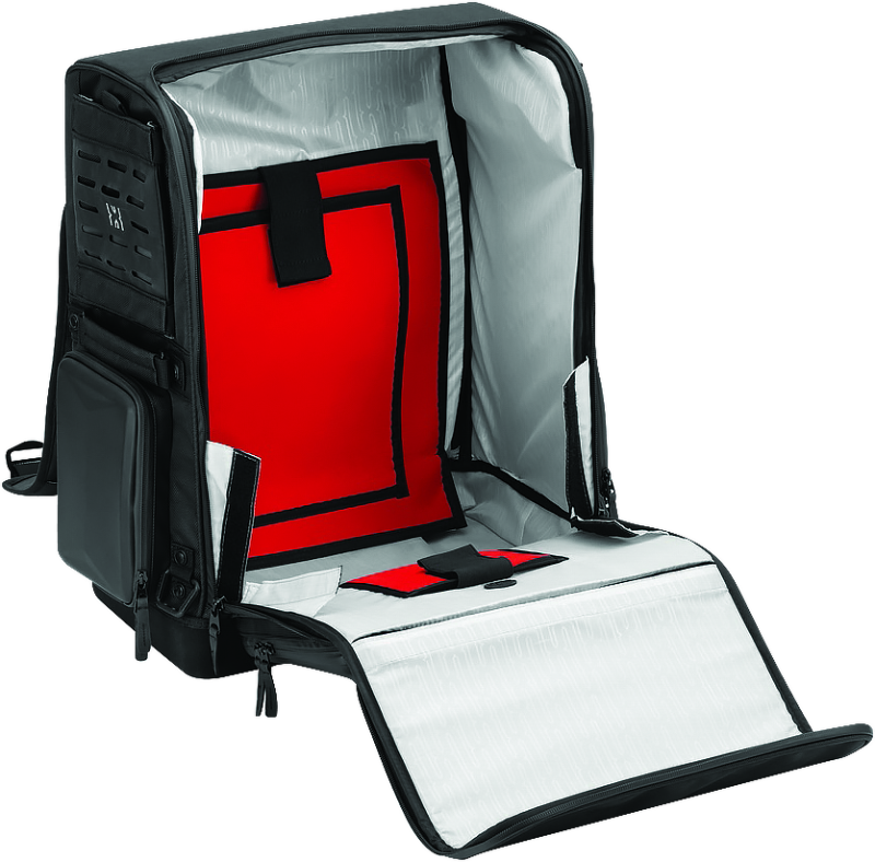 Kuryakyn Xkursion XS Odyssey motorcycle luggage bag in black with straps and zippers, designed for durable motorcycle storage.