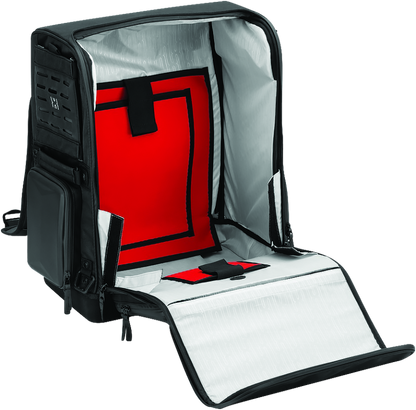 Kuryakyn Xkursion XS Odyssey motorcycle luggage bag in black with straps and zippers, designed for durable motorcycle storage.