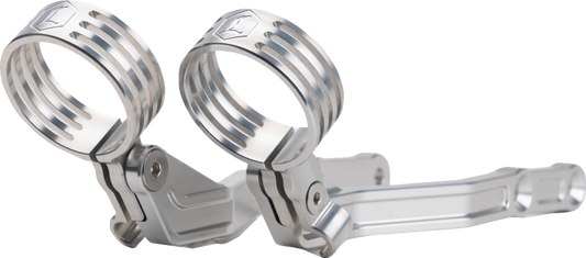 Clear Legend Suspension Revo ARC external reservoir mounts for Harley-Davidson Touring models, shown installed on the bike.