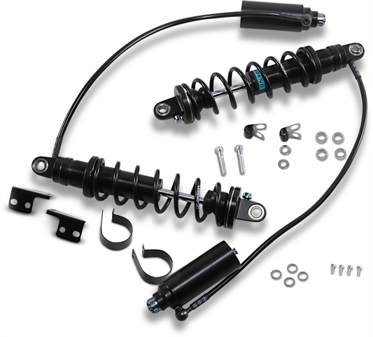 Legend Suspension Revo ARC Remote Reservoir Shocks, 14-inch heavy-duty black off-road shocks for trucks and SUVs.