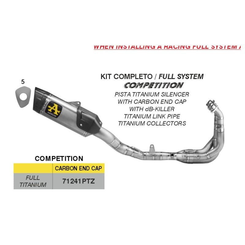 Full Arrow Competition Evo Titanium exhaust system on a Yamaha YZF R9 2025 motorcycle, showcasing lightweight racing exhaust components.