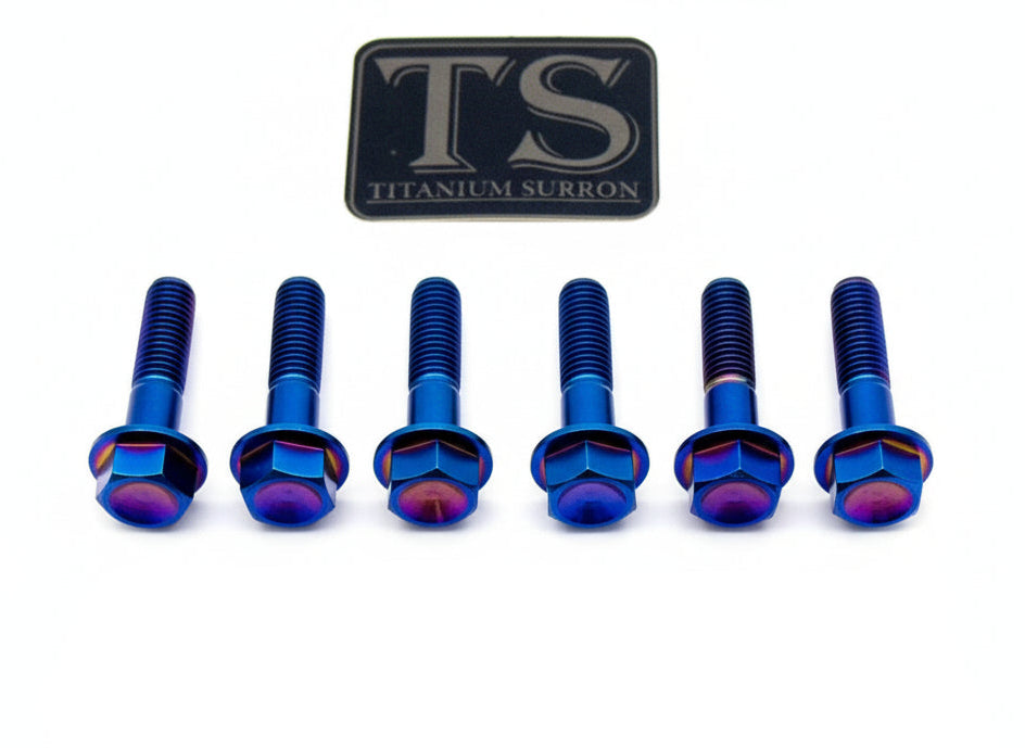 Titanium Surron Altis Sigma drivetrain cover titanium bolt kit with M8x30mm or M8x35mm hex flange titanium bolts.