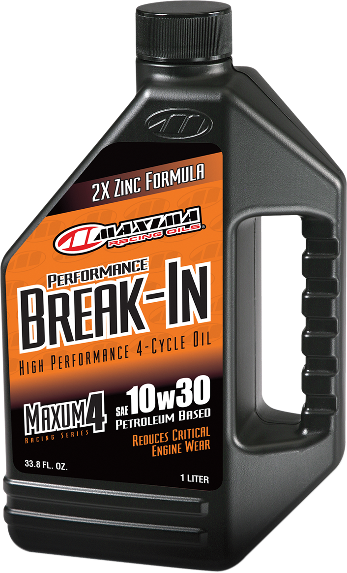 Maxima Racing Oil Break-In Oil 1L bottle designed for engine break-in and high-performance protection in racing engines.