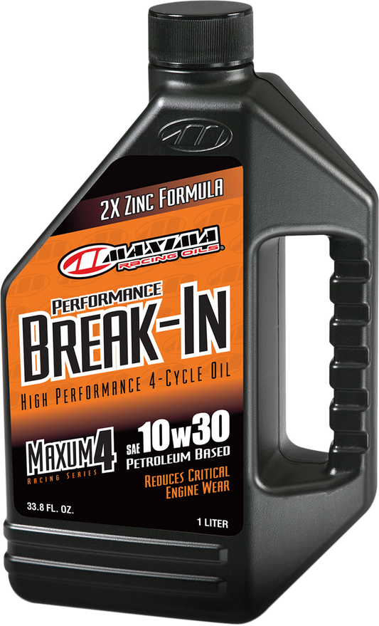 Maxima Racing Oil Break-In Oil 1L bottle designed for engine break-in and high-performance protection in racing engines.