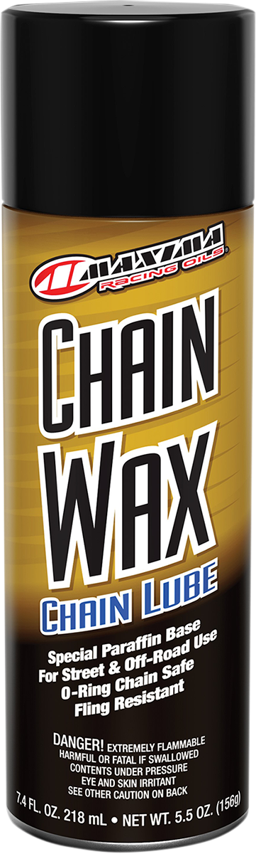 MAXIMA RACING OIL Chain Wax Lube Aerosol for motorcycle chains, 5.5 oz, with brand label visible on the aerosol can.