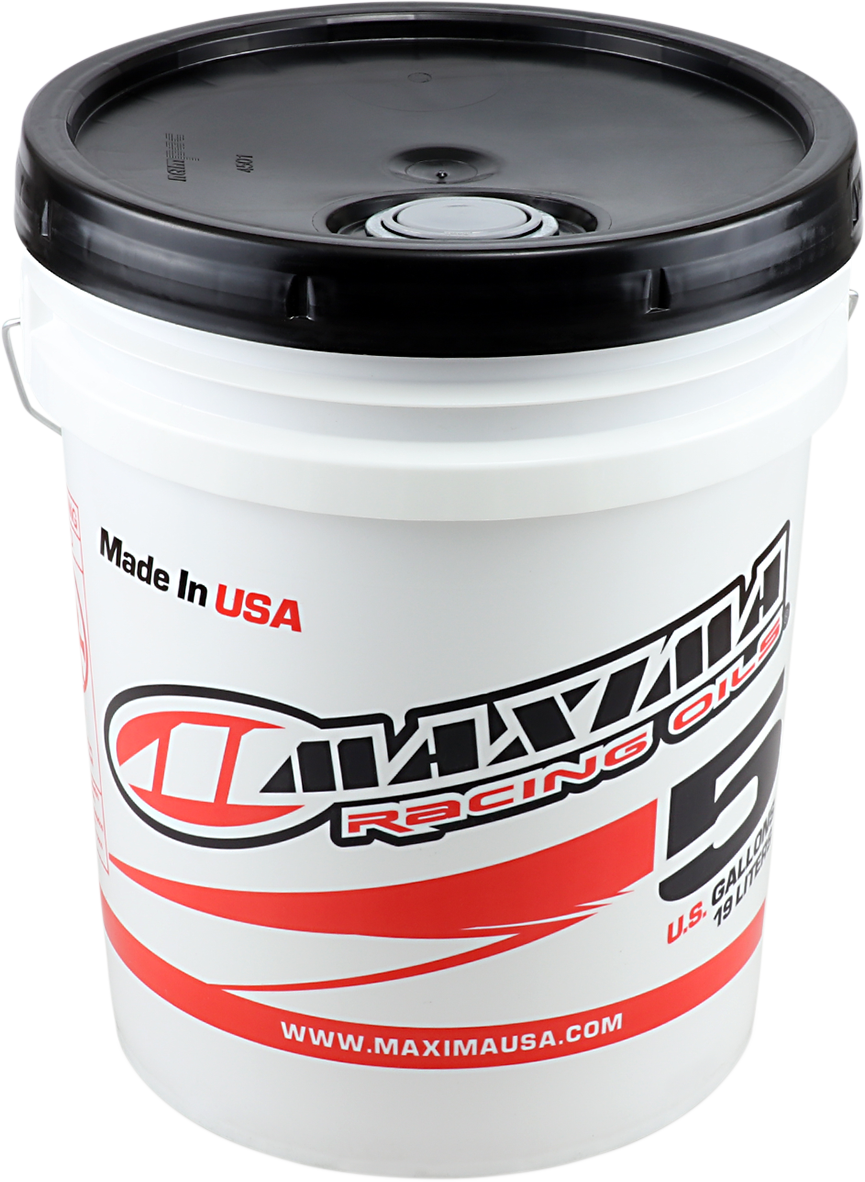 MAXIMA RACING OIL Light Racing Shock Fluid in 5-gallon pail, suitable for high-performance racing shocks from MAXIMA RACING OIL.