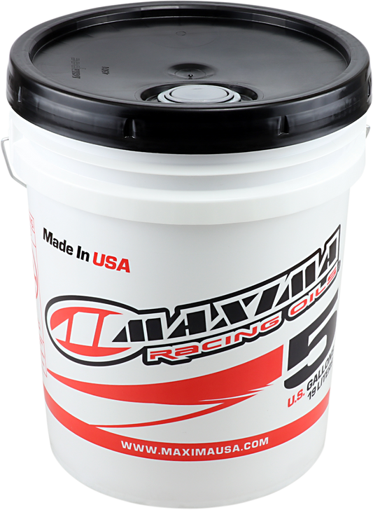 MAXIMA RACING OIL Light Racing Shock Fluid in 5-gallon pail, suitable for high-performance racing shocks from MAXIMA RACING OIL.