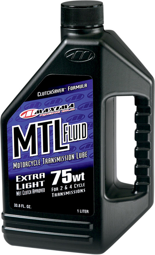 Maxima Racing Oil MTL-XL 75W gear oil in a 1-quart container, suitable for high-performance motorcycle transmissions.