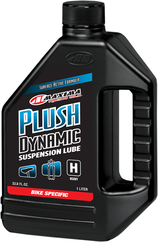MAXIMA RACING OIL Plush Dynamic Fluid Heavy Duty 1L bottle, motorcycle or vehicle racing oil, part #55-59901, with label visible