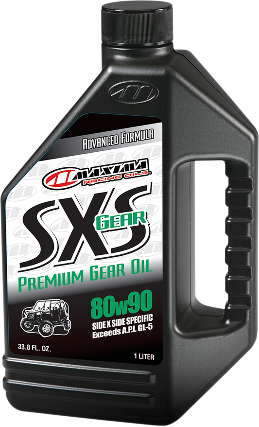 MAXIMA RACING OIL SXS Mineral Gear Oil 80W-90 in 1-quart container with label and cap, designed for gear lubrication.