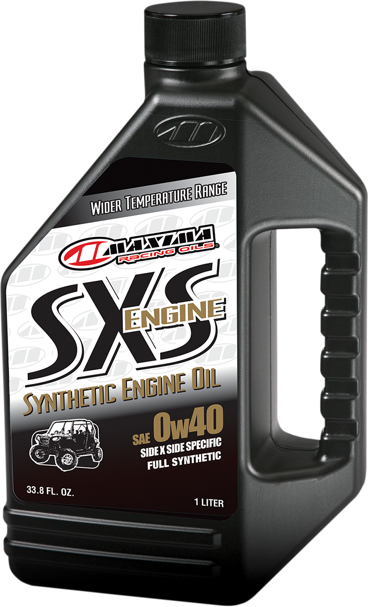 Maxima Racing Oil SXS UTV synthetic 4T oil 0W-40 in 1-liter bottle, designed for high-performance UTV engines.