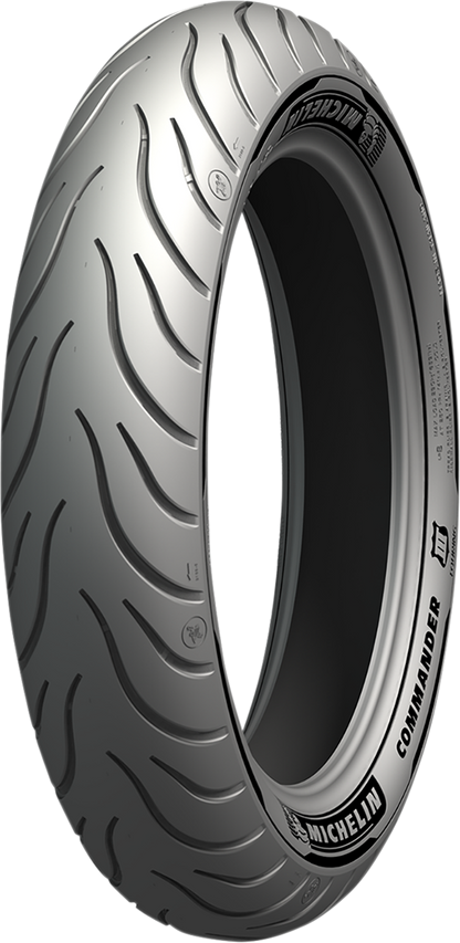 Michelin Commander III front motorcycle tire 130/60B19 61H for V-twin motorcycles, showing tread pattern and sidewall details.
