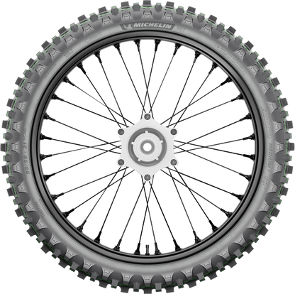 Michelin Enduro Medium 2 front motorcycle tire 90/100-21 for off-road bikes, showing tread pattern and sidewall details.